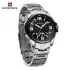 NAVIFORCE 9215 Men Wristwatch Top Brand Luxury Waterproof Watch Original Stainless Steel Sport Military Quartz Male Clock - Silver Black